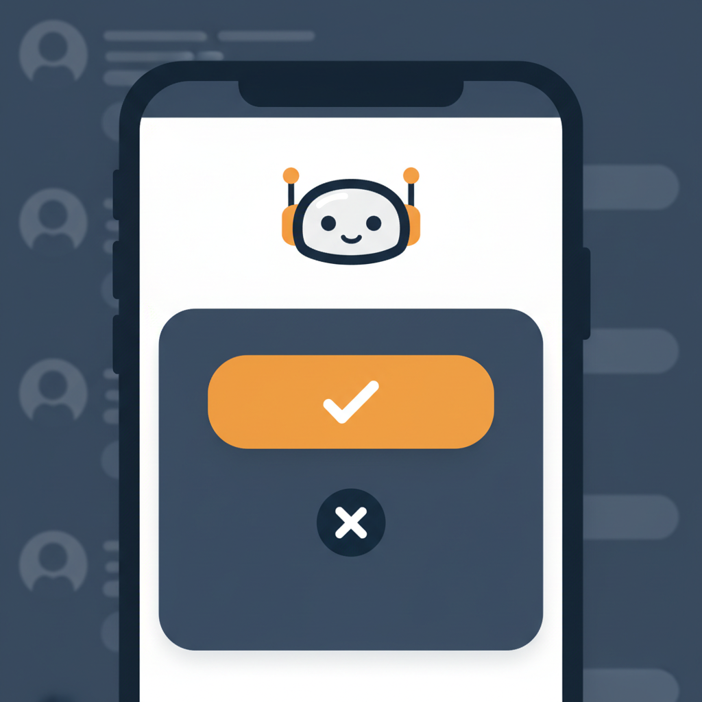 a confirmation dialog on a smartphone showing a bot being added to a telegram group, with participant list visible in the background
